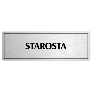 Starosta, 200x66mm, stříbrná popiska s dvojtým rámečkem