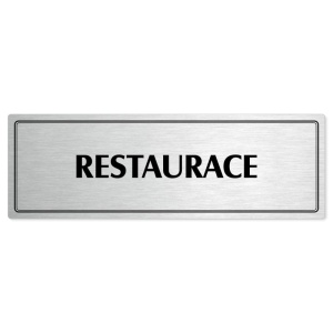 Restaurace, 240x79mm, stříbrná popiska s dvojtým rámečkem