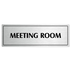Meeting room, 240x79mm, stříbrná popiska s dvojtým rámečkem