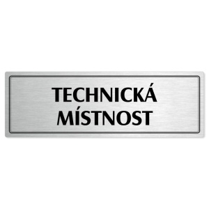 Technická místnost, 200x66mm, stříbrná popiska s dvojtým rámečkem