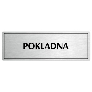 Pokladna, 240x79mm, stříbrná popiska s dvojtým rámečkem