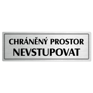 Chráněný prostor, 240x79mm, stříbrná popiska s dvojtým rámečkem