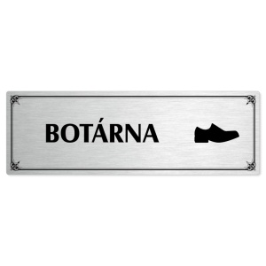 Botárna, 200x66mm, stříbrná popiska s okrasným rámečkem  