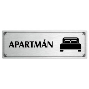 Apartmán, 240x79mm, stříbrná popiska s okrasným rámečkem  