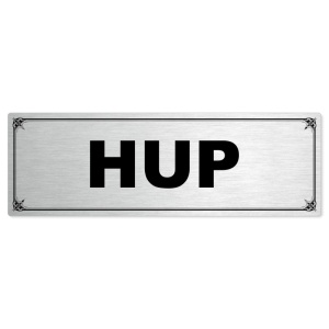 Hup, 240x79mm, stříbrná popiska s okrasným rámečkem