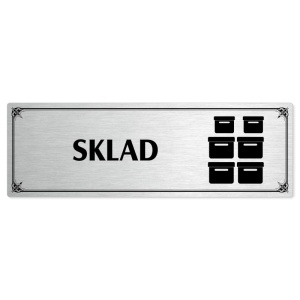 Sklad, 240x79mm, stříbrná popiska s okrasným rámečkem