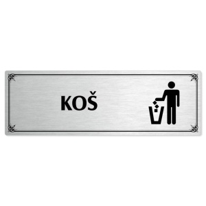 Koš, 240x79mm, stříbrná popiska s okrasným rámečkem  