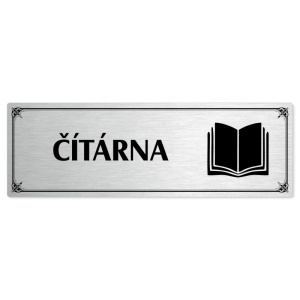 Čítárna, 240x79mm, stříbrná popiska s okrasným rámečkem  