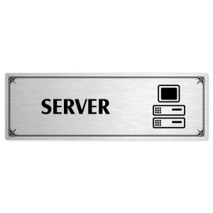 Server, 240x79mm, stříbrná popiska s okrasným rámečkem  
