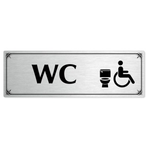 WC invalida, 240x79mm, stříbrná popiska s okrasným rámečkem  
