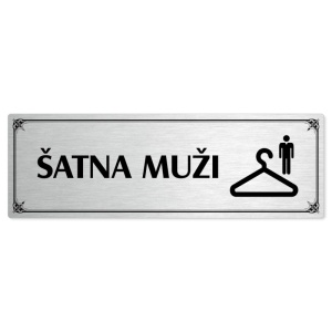 Šatna muži, 200x66mm, stříbrná popiska s okrasným rámečkem  