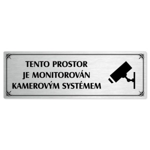 Kamera, 200x66mm, stříbrná popiska s okrasným rámečkem  
