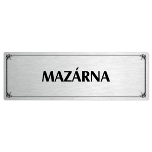 Mazárna, 240x79mm, stříbrná popiska s okrasným rámečkem  