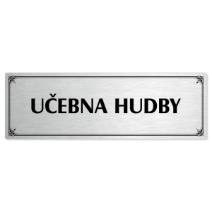 Učebna hudby, 200x66mm, stříbrná popiska s okrasným rámečkem  