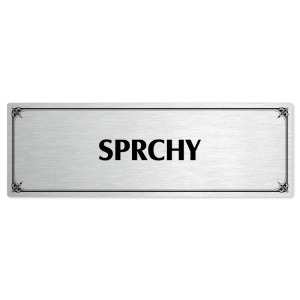 Sprchy, 200x66mm, stříbrná popiska s okrasným rámečkem  