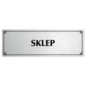 Sklep, 200x66mm, stříbrná popiska s okrasným rámečkem  