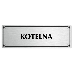 Kotelna, 240x79mm, stříbrná popiska s okrasným rámečkem  