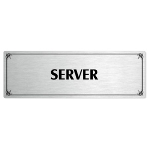 Server, 240x79mm, stříbrná popiska s okrasným rámečkem  