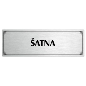 Šatna, 240x79mm, stříbrná popiska s okrasným rámečkem