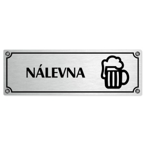 Nálevna, 240x79mm, stříbrná popiska s imitacemi šroubků