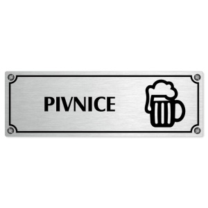Pivnice, 200x66mm, stříbrná popiska s imitacemi šroubků