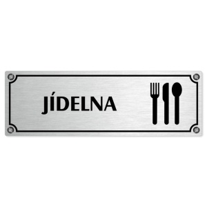 Jídelna, 240x79mm, stříbrná popiska s imitacemi šroubků