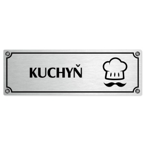 Kuchyň, 240x79mm, stříbrná popiska s imitacemi šroubků