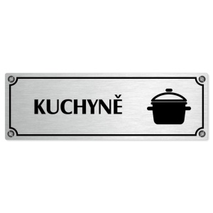 Kuchyně, 200x66mm, stříbrná popiska s imitacemi šroubků