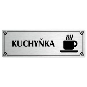 Kuchyňka, 200x66mm, stříbrná popiska s imitacemi šroubků