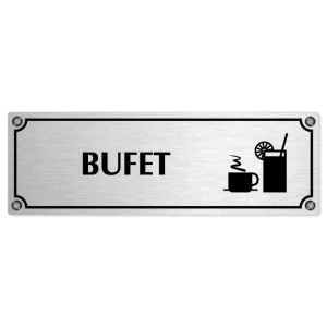Bufet, 240x79mm, stříbrná popiska s imitacemi šroubků