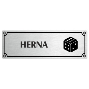 Herna, 200x66mm, stříbrná popiska s imitacemi šroubků
