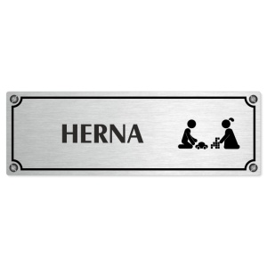 Herna, 200x66mm, stříbrná popiska s imitacemi šroubků