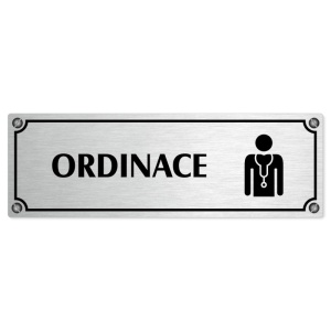 Ordinace, 200x66mm, stříbrná popiska s imitacemi šroubků