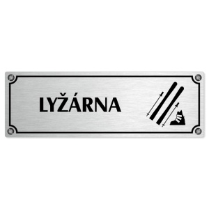 Lyžárna, 200x66mm, stříbrná popiska s imitacemi šroubků