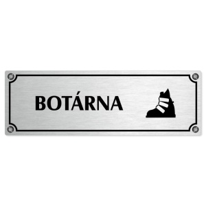 Botárna, 200x66mm, stříbrná popiska s imitacemi šroubků