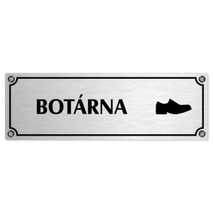 Botárna, 200x66mm, stříbrná popiska s imitacemi šroubků