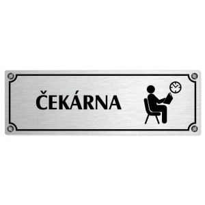 Čekárna, 200x66mm, stříbrná popiska s imitacemi šroubků