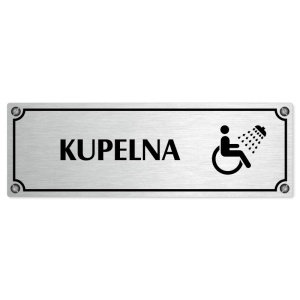 Koupelna, 200x66mm, stříbrná popiska s imitacemi šroubků