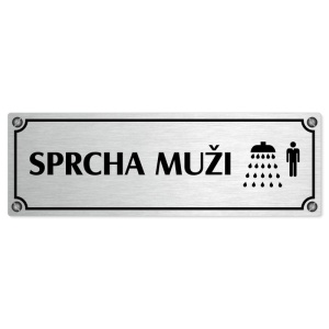 Sprcha muži, 240x79mm, stříbrná popiska s imitacemi šroubků