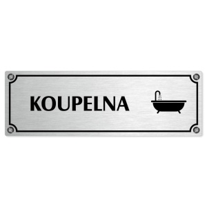 Koupelna, 240x79mm, stříbrná popiska s imitacemi šroubků