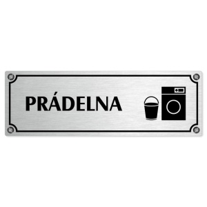 Prádelna, 240x79mm, stříbrná popiska s imitacemi šroubků