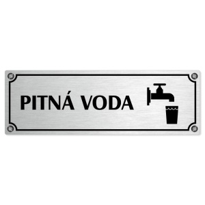 Pitná voda, 240x79mm, stříbrná popiska s imitacemi šroubků
