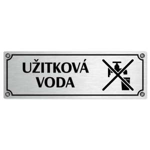 Užitková voda, 200x66mm, stříbrná popiska s imitacemi šroubků