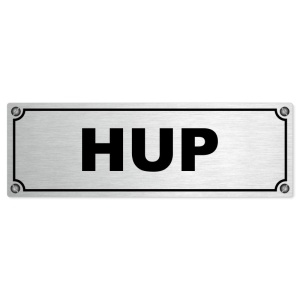 Hup, 240x79mm, stříbrná popiska s imitacemi šroubků