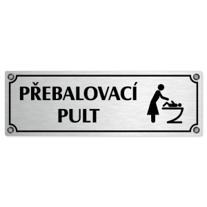 Přebalovací pult, 200x66mm, stříbrná popiska s imitacemi šroubků