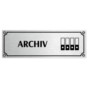 Archiv, 200x66mm, stříbrná popiska s imitacemi šroubků