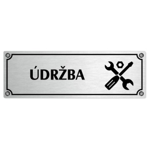 Údržba, 200x66mm, stříbrná popiska s imitacemi šroubků
