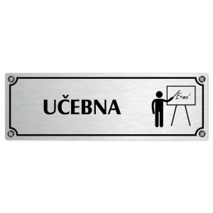 Učebna, 200x66mm, stříbrná popiska s imitacemi šroubků