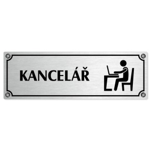 Kancelář, 200x66mm, stříbrná popiska s imitacemi šroubků