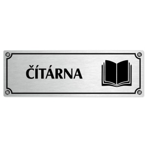 Čítárna, 200x66mm, stříbrná popiska s imitacemi šroubků